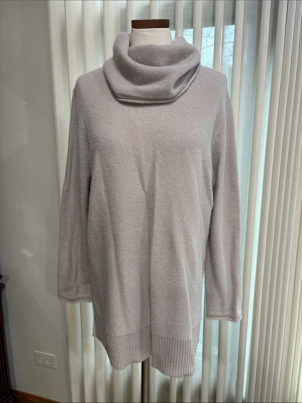 Chico's cashmere tunic pullover cowl Neck Sweater neutral color XL Chicos 3 SOFT